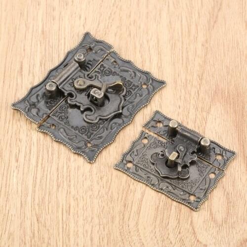 1pc Antique bronze Hook Purse Hasp Lock Vintage Wooden Jewelry Box Latches Clasp Hasps Buckle With Screws