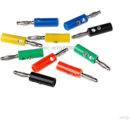 10pcs 5 color Wire Audio Speaker Cable Banana Plug Connectors 4mm Adapter Connectors New Drop shipping