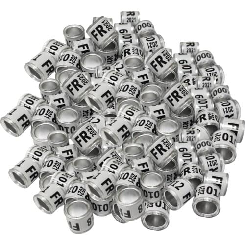 100Pcs 2021 Aluminium Racing Pigeon Leg Rings Bands Numbered 8mm for Poultry