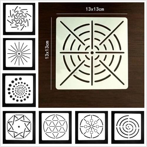 13 Styles) Rectangle Target Stencils Painting Embossing DIY Scrapbooking Paper Album Crafts Drawing Board Template for Decor