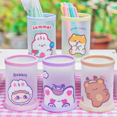 18pcs Cartoon Pen Holder Foldable desk accessories organizer kids prize stationery holder cool stuff for desk pencil cup storage