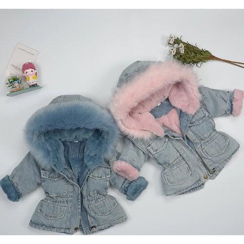 2020 Winter coat for kids / baby girl winter clothes / Jean coat with fur hoody / toddler girl fall clothes 2020