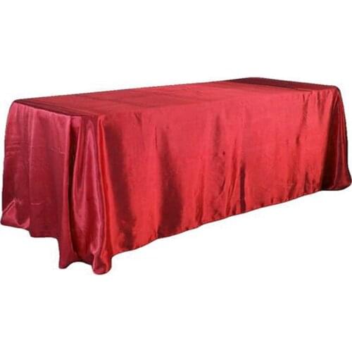228x335cm Red Black Wedding Satin Tablecloth Party Table Cloth White Rectangle For Hotel Banquet Events Christmas Decoration