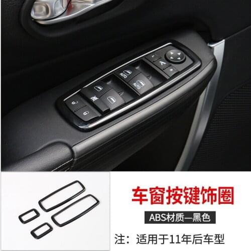 4PCS Black ABS Chrome Car Door Window Lift Glass Switch Buttons Cover Molding For Jeep Grand Cherokee 2011-2017 Car Styling