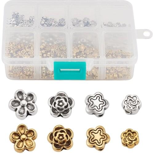 400pcs/box Tibetan Style Alloy Beads Spacer Charm Beads for Bracelet Necklace Jewelry DIY Accessories 2Colors 110x70x30mm