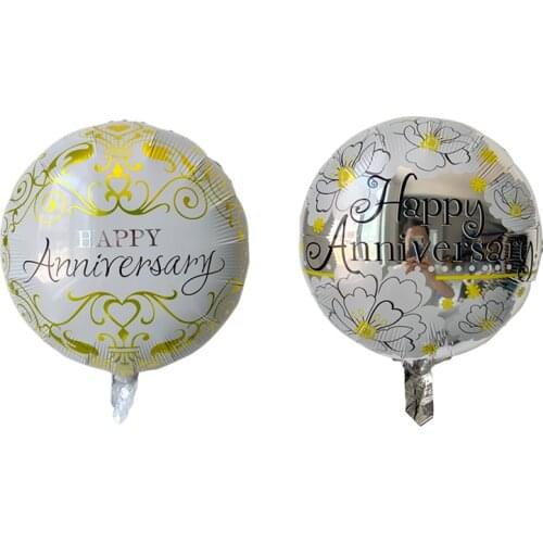 7pcs New Happy Anniversary Round Foil Balloons Party Decoration Supplies Helium Globos Wedding anniversary themed balloons