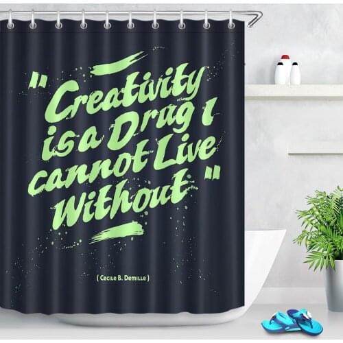 72'' Bathroom Waterproof Fabric Shower Curtain 12 Hooks Bath Accessory Set Creativity Is A Drug Cannot Live Without Classic Word