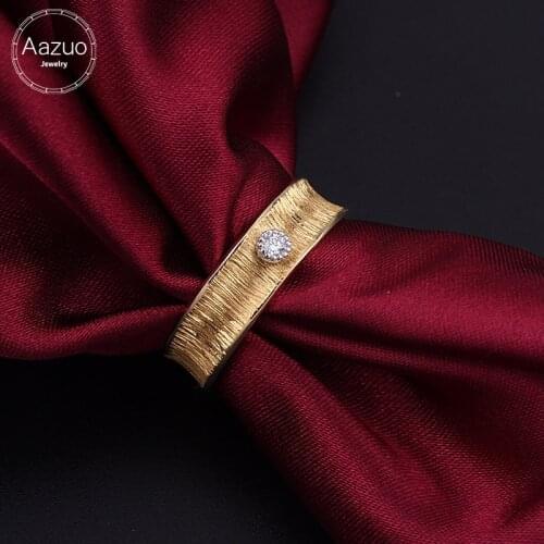 Aazuo Orignal 18K Yellow Gold Real Diamonds Fashion Drawing Ring for Woman Fashion Gift For Woman Birthday