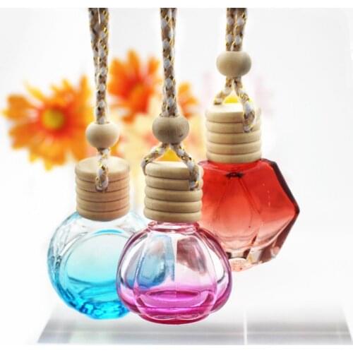 10pcs/lot Car Air Freshener Hanging Glass Bottle Pendant Car Perfume Diffuser Bottle For Essential Oils Fragrance Ornament