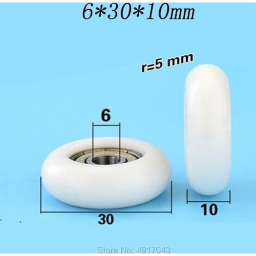 Free shipping 10pcs 6*30*10mm , 626ZZ bearing pulley, plastic POM paraformaldehyde wheel, drawer wheel