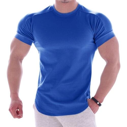 Quick Dry Short Sleeve T-Shirt For Men Workout Shirt Tee Tight Fitness High-elastic Solid Tees Tennis Gym Man Tight-fitting Top