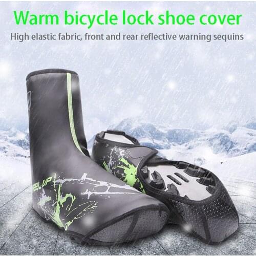 Bike shoe cover reflective waterproof windproof warmth MTB road bike lock shoe cover winter warm fleece bicycle shoe cover
