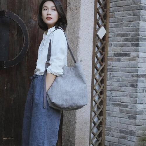 Ladies Handbag Foldable High Capacity Women Shoulder Bag Eco Reusable Cotton And Linen Canvas Leisure Single Shoulder Bags