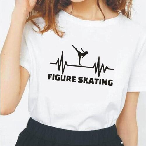 Funny Casual Heartbeat Dancer T Shirt Women Tops Harajuku Figure Skating Girl Tshirt Summer Short Sleeve Cotton Tee Shirt Femme