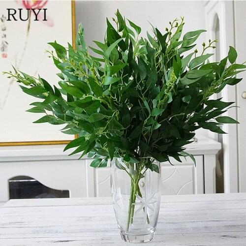 Artificial leaves bouquet fake willow jungle wedding backdrop decor christmas faux foliage vine party home decor plants Xmas