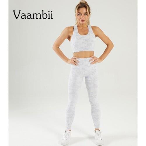 Camo Yoga Set Tracksuit Leggings And Top Workout Clothes For Women Knitted Seamless Gym Clothing 2 Piece Sets Womens Outfits