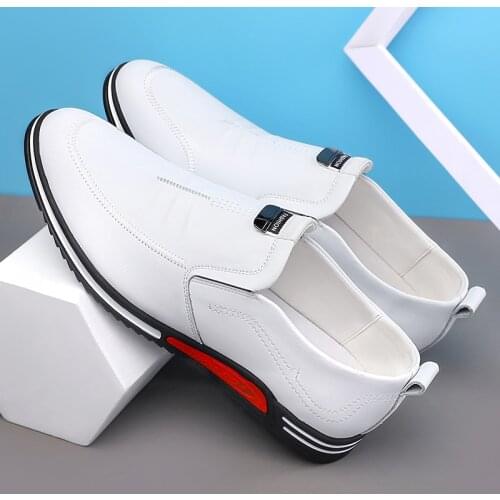 Misalwa Height Growth 5CM/ Flat Leather Men Flats Spring Casual Sneakers Elevator Sole White Men Loafers Luxury Chaussure homme