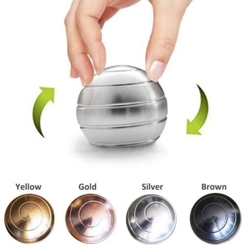 Ball Shape Metal Desktop Decompression Rotating Spherical Gyroscope Desk Toy Metal Gyro Illusion Flowing Finger Toy