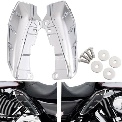 Motorcycle Flame Mid-Frame Engine Air Deflector Heat Shield Trim Mount Hardware Chrome For Harley Touring Trike 09-16
