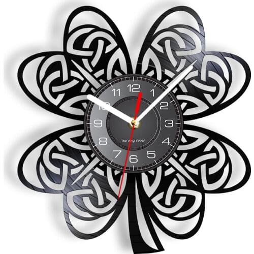Irish Clover Leaf Shamrock Wall Clock Ireland Flag Knot Retro Vinyl Record Wall Clock ireland Pride St Patricks Day Gift