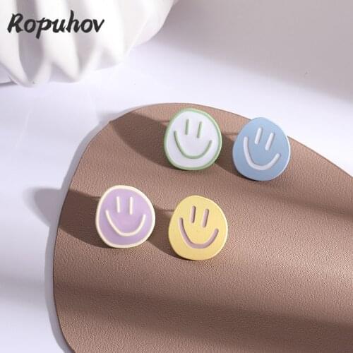 Ropuhov 2021 New Jew Fashionlry Lady Girl Gift S925 Silver Sweet Smiley Face Earrings Women Simple Cute Earring Swholesale