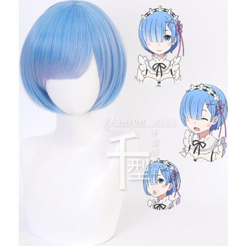 Blue Hair Formed Color REM Cosplay Wig Or RAM Cosplay WigsRe:Life In A Different World From Zero Play Costume Halloween Costumes