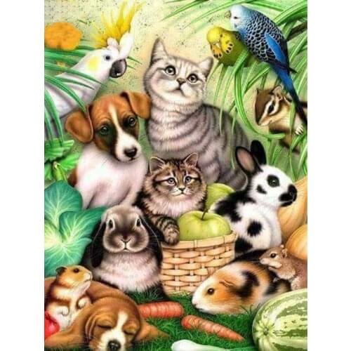 New 2020 5d diy diamond embroidery Animal family diamond painting Cross Stitch full square Rhinestone mosaic home decoration HYY