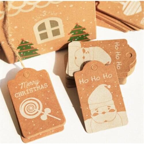Popular Luggage Blank + Strings Christmas Kraft Paper 50Pcs Scallop Label Gift Tags