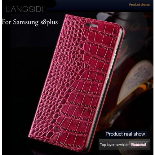 Luxury mobile phone case genuine leather crocodile Flat texture phone case For Samsung Galaxy s8 plus handmade phone case