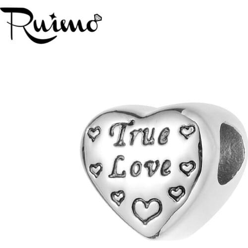 RUIMO Letter Beads Charm 316l Stainless Steel 5 mm Heart Beads Meter