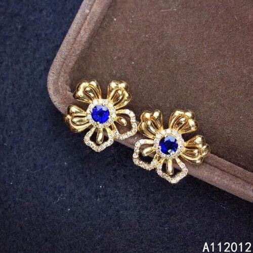KJJEAXCMY fine jewelry natural sapphire 925 sterling silver exquisite girl earrings new Ear Studs support test hot selling