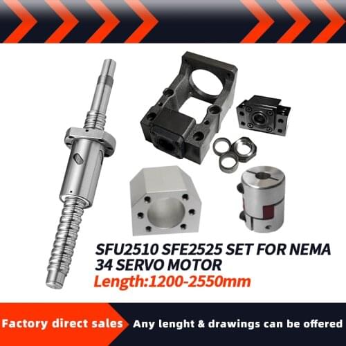 SFU2510/SFE2525 L=1200-2550mm +HM20-86（Cast iron） BF20 +Plum coupling XB40*65 +Coupler DSG25H for cnc parts