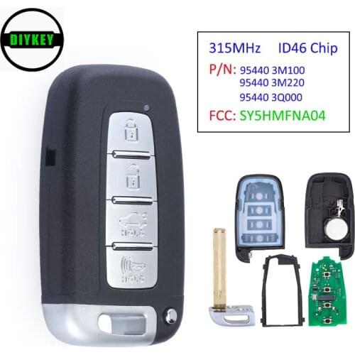 DIYKEY Smart Prox Key Replacement Fob 4B 315MHz ID46 for Hyundai Equus Sonata Genesis Kia Rio Optima 2011-2014 FCC: SY5HMFNA04
