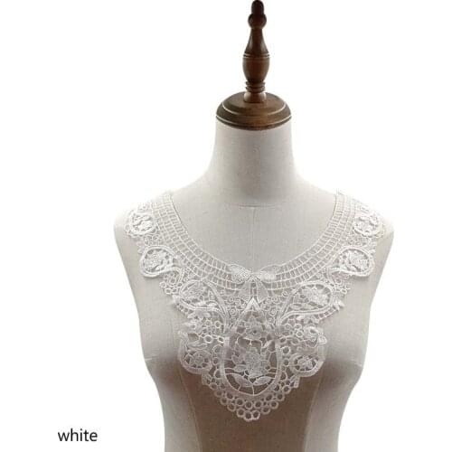 TOP Cotton flower embroidery DIY lace collar Fabric Sewing ribbon trim Applique neckline craft cloth Wedding dress Accessory