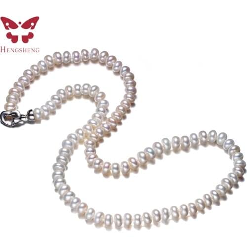 Amazing Price White Natural Women Freshwater Pearl Necklace,925 Sterling Silver Necklace,Fashion Beads Jewelry,45cm Length