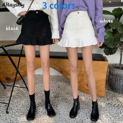 Women Solid Trumpet Skirts Mini Buttocks Slim Designer Trendy Ins Korean Style Female Summer Skirt Young Club-wear All-match Hot