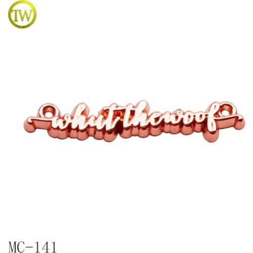 Factory custom zinc alloy letter tag rose gold metal logo tags for clothing