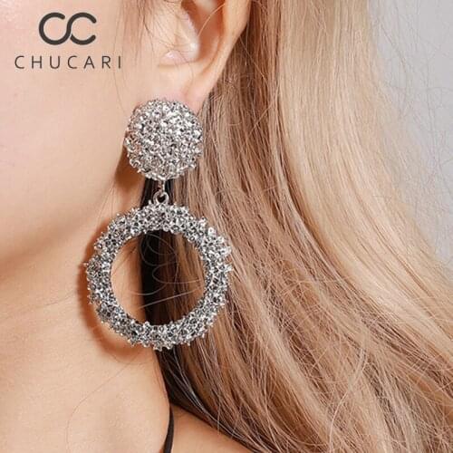 CHUCARI Round Vintage Earrings Gold Color Big ZA Earring 2019 New Fashion Statement Earrings Hanging Summer Jewelry for Women