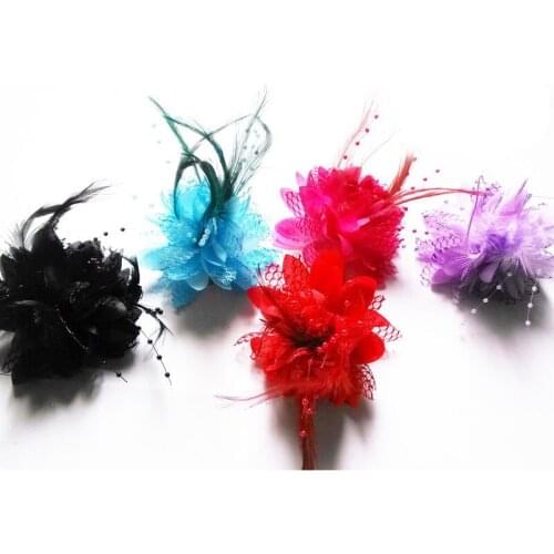 1pc Female Bridal Flower Headband Hairclip Feather Bead Fascinator Pin Wedding Party Supplies