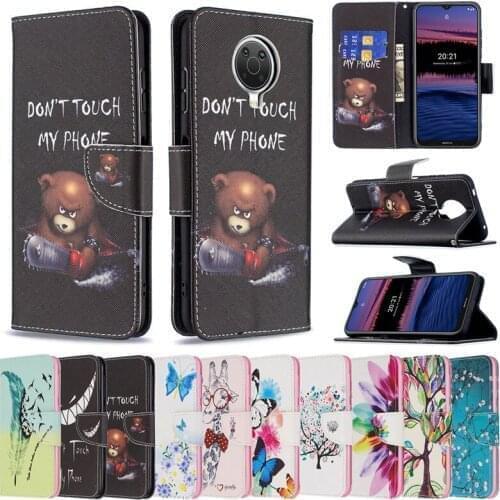 10pcs/lot Printed Patterns Flip Phone Case For Nokia C1 Plus 1.4 G20 Wallet Case +Stand Holder
