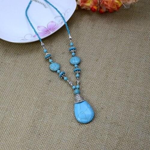2016 spring summer holiday fashion jewelry! Handmade blue natural semi-precious stone necklace women gifts N15533