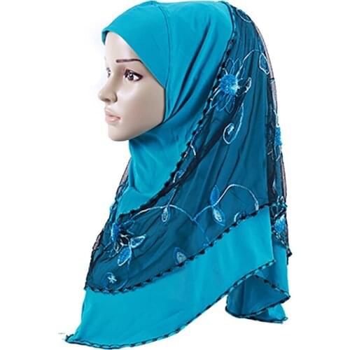 2020 Muslim Women Lace Instand Hijab Head Scarf Islamic Female Full Cover Headwraps Hijabs Femme Musuman Ready To Wear Turban