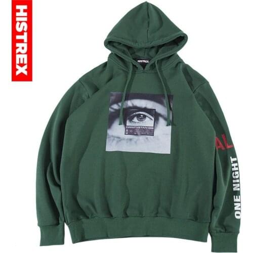 2021 Men Hoodie 100% Cotton Sweatshirt Eye Print Hip Hop Streetwear Hoodie Harajuku Cotton Pullover Hoodie Green Sweat HipHop