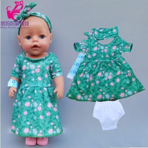 43cm Baby Doll Spring Dress Hand Bands Wrist Underwear 18 Inch Doll Dress Four In One Set Children Gift