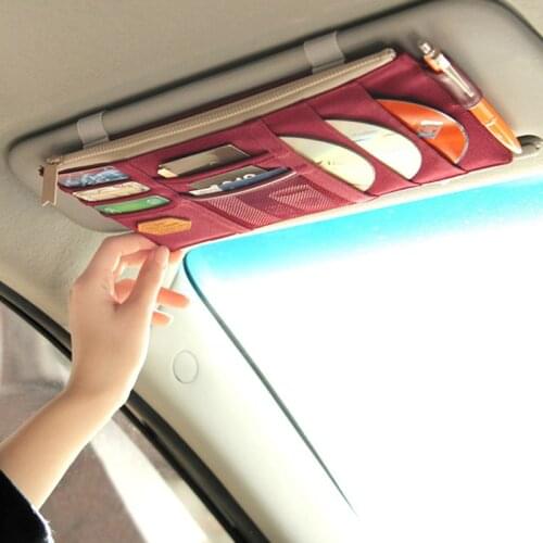 CHIZIYO 4 colors car sun visor fabric admission package dvd bills bank card holder clip car bag storage organizer
