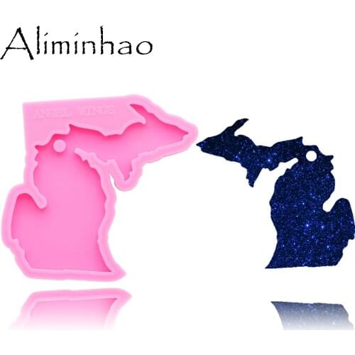 DY0217 Shiny us State michigan Silicone Molds DIY epoxy mould silicon Resin Crafting molds keychains Mold