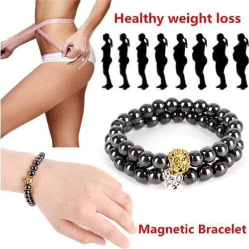 Black Stone Magnetic Therapy Bracelet Health Care Biomagnetism Magnet Reduce Weight Hand Ornament Men Women Weight Loss