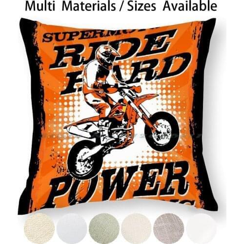 Supermoto Racing Pillow Case Throw Pillow Cover Cotton Linen Flax Supermoto Motocross Moto Cross Supercross Enduro Motorcyclist