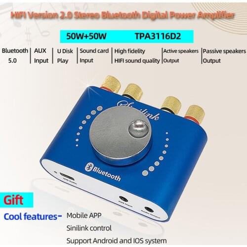 XY-KA50H HiFi fever level 2.0 stereo Bluetooth digital power amplifier board 50wx2 speaker audio amplifier TPA3116D2
