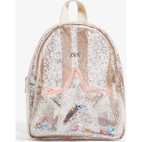 Childrens Bag Girls Transparent Mini Color Sequins Star Backpacks Womens School Bags